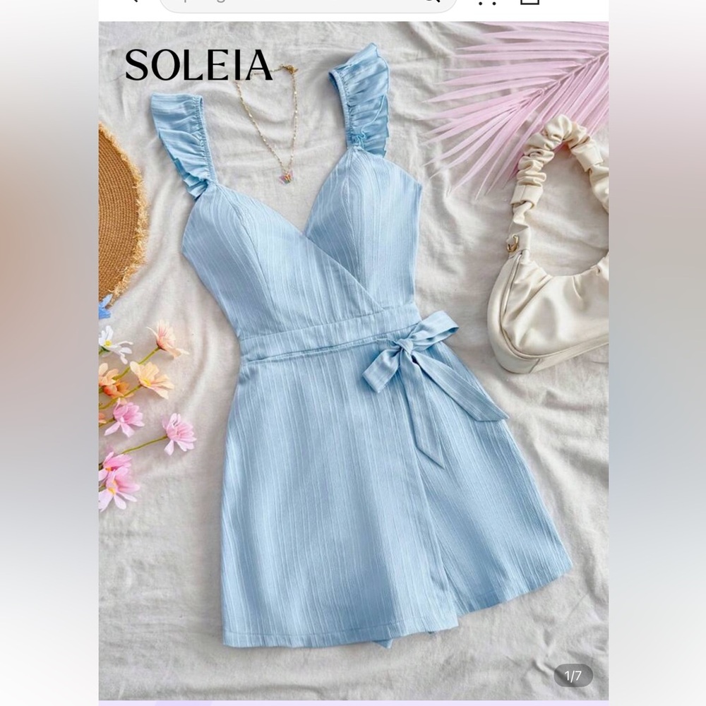 Elegant Light Blue Sleeveless romper